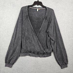 Pilcro and The Letterpress Women’s Black Dyed Wrap Long Sleeve Top Sz L